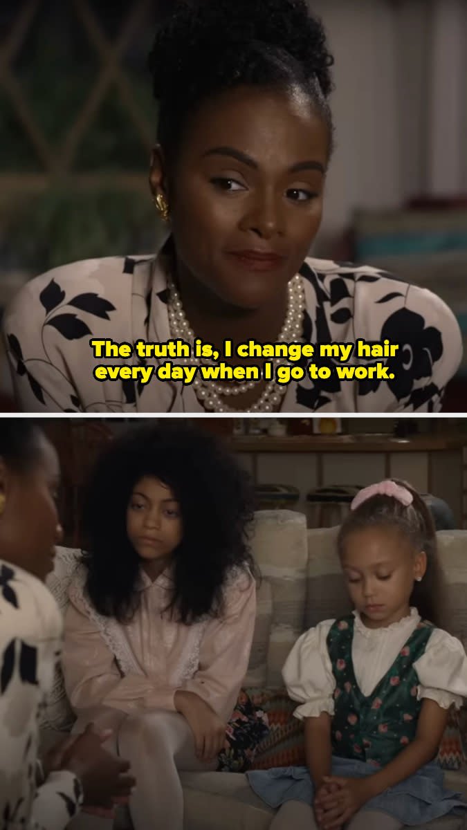 On "Mixed-ish," Alicia tells her kids she changes her hair every day for work