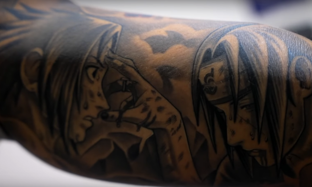 Iconic Sasuke and Itachi scene from Naruto