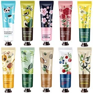 10 Pack Natural Plant Fragrance Moisturizing Hand Cream for Dry Hands, Stocking Stuffers Gift Set With Shea Butter And Aloe For Men And Women,Travel Size Lotion-30ml