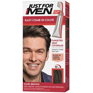 Just For Men Easy Comb-In Color Mens Hair Dye, Easy No Mix Application with Comb Applicator – Dark Brown, A-45, Pack of 1