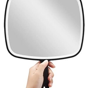 OMIRO Hand Mirror, Extra Large Black Handheld Mirror with Handle, 12.4″ L x 9″ W