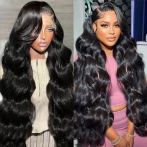 28 Inch 13×6 Body Wave Lace Front Wigs Human Hair Pre Plucked Glueless Wigs Human Hair 180% Density Body Wave 13×6 HD Transparent Frontal Wigs Human Hair Lace Front Wigs for Women