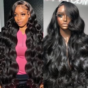 28 Inch Body Wave Lace Front Wigs Human Hair 13×4 HD Lace Front Wigs Human Hair Pre Plucked Body Wave Glueless Frontal Wigs Human Hair 180% Density for Women