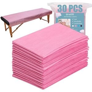 30PCS Massage Table Sheets Disposable Non Woven SPA Bed Cover Breathable Polypropylene Fabric 31″ x 70″ Thin, Not Waterproof （Pink）