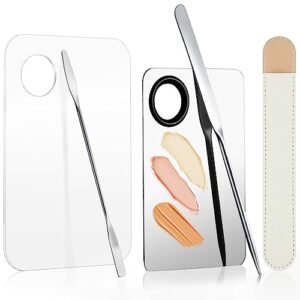 5pcs Makeup Spatula Korean Set,Including Picasso Spatula Makeup Korean Stainless Steel Makeup Palette Acrylic Cosmetic Palette,Makeup Mixing Palettes Cosmetic Spatula Tool