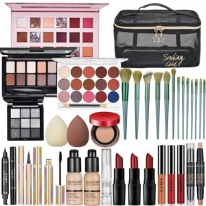 All In One Makeup Kit, Travel Makeup Kit, Makeup Kit for Women Full Kit, Makeup Gift Set for Women & Girls, Includes Foundation Eyeshadow Palette Lipstick Eyeliner Mascara Cosmetic Brush Set