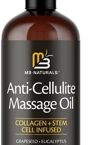 Anti Cellulite Massage Oil for Massage Therapy – Collagen and Stem Cell Skin Tightening Cellulite Cream for Women – 8 Fl Oz by M3 Naturals