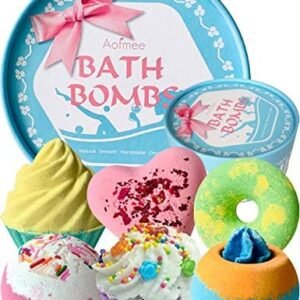 Aofmee Bath Bombs Gift Set, Handmade Bubble and Floating Fizzies Spa Kit, Shea and Cocoa Dry Skin Moisturize, Birthday Valentines Mothers Day Anniversary Christmas Gifts for Women, Mom, Her, Kids