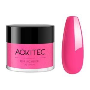 Aokitec Dip Powder Fluorescent Pink Color, Nail Dipping Powder French Powder Pro Collection System Nail Art Starter Manicure Salon DIY at Home, Odor-Free&Long-Lasting, No Needed Nail Lamp Curing, 1 Oz