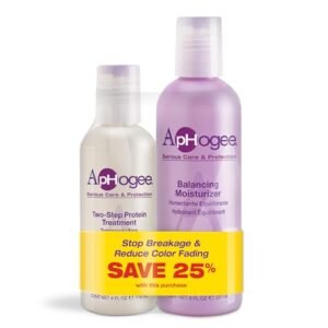 Aphogee Serious Hair Care Double Bundle (Twostep Protein Treatment 4 Fl Oz and Balancing Moisturizer 8 Fl Oz)