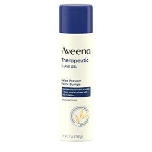 Aveeno Therapeutic Shave Gel with Oat and Vitamin E to Help Prevent Razor Bumps, Soothes Dry Skin and Provides a Close, Smooth Shave with Less Irritation, Fragrance-Free, 7 oz