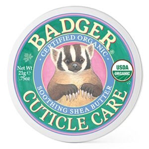 Badger Organic Cuticle Care Balm – Natural Nail Care Cream with Shea Butter, Vitamin-Rich Seabuckthorn Extract to Strengthen, Soothe & Restore Dry & Splitting Cuticles – Light Citrus Scent – .75oz