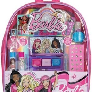 Barbie – Townley Girl Makeup Filled Backpack Set with 12 Pieces, Including Lip Balm, Nail Polish, Nail File, Hair Bows, and Other Accessories, Ages 3+ for Parties, Sleepovers and Makeovers