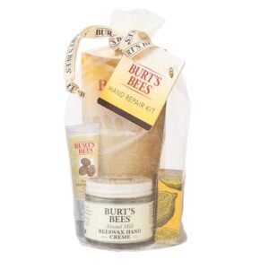 Burt’s Bees Easter Basket Stuffers, Hand Repair Gifts Set, 3 Hand Creams plus Gloves – Almond Milk Hand Cream, Lemon Butter Cuticle Cream, Shea Butter Hand Repair Cream