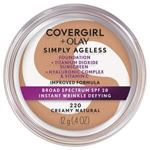 COVERGIRL & Olay Simply Ageless Instant Wrinkle-Defying Foundation, Creamy Natural 0.44 Fl Oz (Pack of 1)