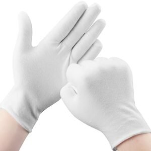 Cotton Gloves, 30 Pcs White Cotton Gloves for Dry Hands Moisturizing Eczema, Washable Cotton Gloves for Men and Women, Stretchable Cloth Gloves for Coin Jewelry Silver Inspection