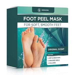 Dermora Foot Peel Mask – 2 Pack of Regular Skin Exfoliating Foot Masks for Dry, Cracked Feet, Callus, Dead Skin Remover – Feet Peeling Mask for Soft Baby Feet, Original Scent