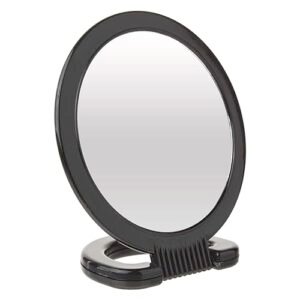 Diane Hand Mirror – 1X 3X Magnifying Hand Held Mirror, Double Sided Vanity Makeup Mirror with Folding Stand Hand Mirror for Women, Men, Salon, Barber, Shaving, and Travel, Medium 6″ x 10″ In Black