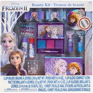 Disney Frozen – Townley Girl Super Sparkly Cosmetic Beauty Makeup Set For Girls with Clips, Lip Gloss, Nail Stickers, Lip Balm, Nail Gems and Mirror For Parties, Sleepovers & Makeovers