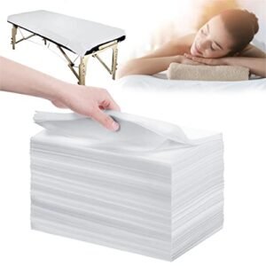 Disposable Bed Sheets 100 Pcs 31″ x 71″ Massage Table Sheets Non Woven Fabric SPA Bed Cover Breathable for Massage Beauty Tattoos(White)