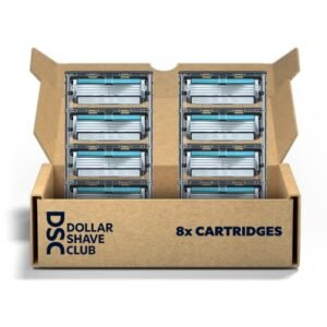 Dollar Shave Club 4-Blade Razor Refill Cartridges, 8 Count – Precision Cut Stainless Steel, Great For Long Hair and Hard to Shave Spots, Easy Rinsing