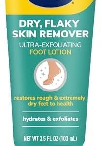 Dr Scholl’s Dry, Flaky Skin Remover Ultra Exfoliating Foot Lotion with Urea for Rough Dry Cracked Feet, Heal and Moisturize for Healthy Looking Feet, Intensive Foot Care, Alpha Hydroxy Acids, 3.5 oz