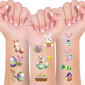 Easter Temporary Tattoos for Kids,Glow Easter Decorations Party Favors Supplies，Easter Basket Stuffers Hunt for teens girls babies adults