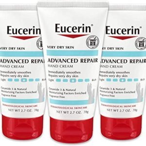 Eucerin Advanced Repair Hand Cream – Fragrance Free, Hand Lotion for Very Dry Skin – 2.7 Ounce (Pack of 3)