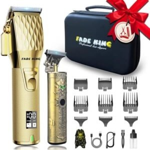 FADEKING® Professional Hair Clippers for Men – Cordless Beard Trimmer for Men, LCD Display Hair Clippers and Trimmer Set for Barber Haircut, Mens Grooming Kit with Travel Case, Gifts for Men