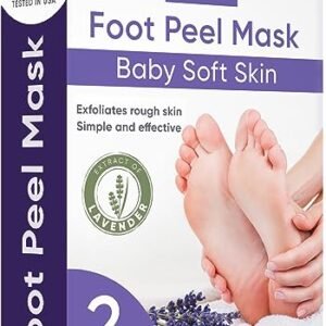 Foot Peel Mask (2 Pairs) – for Baby Soft Skin Remove Dead Skin, Dry, Cracked Feet & Callus, Spa, Made with Aloe Vera Extract Women and Men Peeling Exfoliating, Lavender