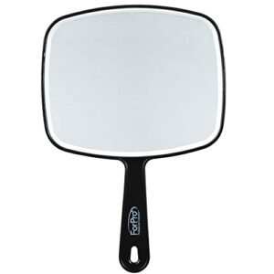 ForPro Professional Collection Premium Hand Mirror with Handle, 6.3″ W x 9.6″ L, Multi-Purpose Handheld Mirror with Distortion-Free Reflection, Black