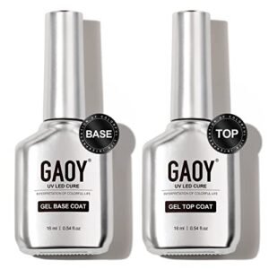 GAOY 16ml 2 Pcs Glassy Gel Top Coat and Base Coat Set,No Wipe Foundation Combination for UV Light Cure Nail Polish