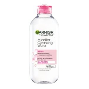 Garnier SkinActive Micellar Water for All Skin Types, Facial Cleanser & Makeup Remover, 13.5 Fl Oz (400mL), 1 Count (Packaging May Vary)