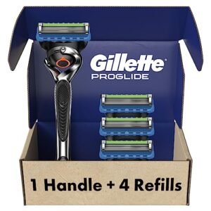 Gillette Fusion ProGlide Razors, Men 1 Gillette Razor, 4 Razor Blade Refills, Shields Against Skin Irritation