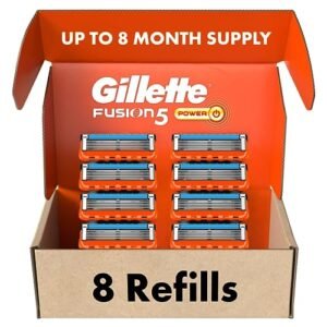 Gillette Fusion5 Power Razor Blade Refills, 8 Count, Lubrastrip for a More Comfortable Shave for Men