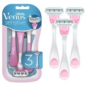 Gillette Venus Sensitive Women’s Disposable Razors – Single Package of 3 Razors (Packaging May Vary)