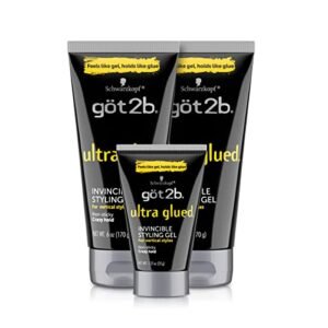 Got2B Ultra Glued Invincible Styling Gel 2 – 6 oz tubes + 1 Travel 1.25 oz tube