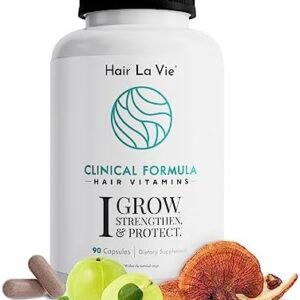 Hair La Vie Clinical Formula Hair Growth Vitamins for Women and Men with Biotin 5000mcg, Collagen, and Saw Palmetto – Healthy Hair Growth Supplement Within Normal ranges 90 Count (Pack of 1)