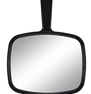 Hand Mirror Salon Barber Hairdressing Handheld Mirror with Handle(Square Black 7.4 x 10.3 inches)