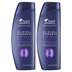 Head & Shoulders Clinical Dandruff Shampoo Twin Pack, Advanced Oil & Flake Control, Selenium Sulfide for Seborrheic Dermatitis Relief, Prescription Strength Scalp Care, Refreshing Citrus, 13.5 Oz Each