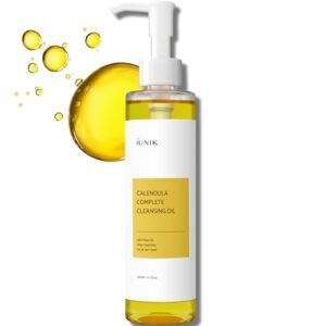 IUNIK Calendula Complete Deep Vegan Cleansing Oil 94% Plant-based Oils Blackhead Melting Makeup Remover Facial Cleanser – Dry Oily Acne-Prone Sensitive Skin Korean Skincare