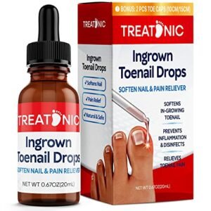 Ingrown Toenail Treatment – Ingrown Toenail Pain Reliever and Softener Kit for Easy Trimming with Silicone Gel Toe Caps