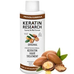 KERATIN RESEARCH Brazilian Keratin Hair Straightening and Smoothing Blowout Treatment Professional Organic Results shiny Hair with Natural look Queratina Keratina (4 OZ Original)