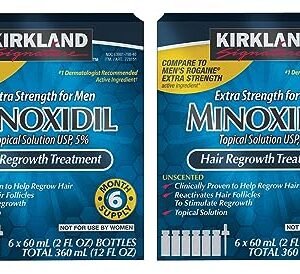 KIRKLAND SIGNATURE Minoxidil for Men 5% Minoxidil Hair Regrowth Treatment 12 Months Supply Unscented 1 Year, White