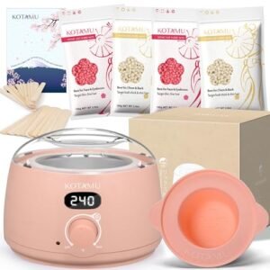 KOTAMU Digital Wax Warmer Kit for Hair Removal At Home for Women Sensitive Skin Brazilian Facial Hair Body with 4 Formulas Hard Wax Beads Target Different Type of Hair