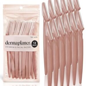 Kitsch Dermaplaning Tool – Face Razors for Women | Eyebrow Razor & Face Shaver for Women | Facial Hair Removal for Women | Dermaplane Razor for Women Face, 12 pc (Terracotta)