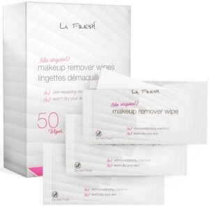 LA Fresh Makeup Remover Wipes with Vitamin E – Make up Remover Wipes for Face, Eyes, Lips – Face Wipes Travel Essentials – Case of 50ct Makeup Wipes