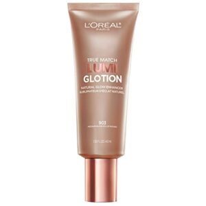 L’Oreal Paris Makeup True Match Lumi Glotion, Natural Glow Enhancer, Illuminator Highlighter Skin Tint, for an All Day Radiant Glow, Medium, 1.35 Ounces