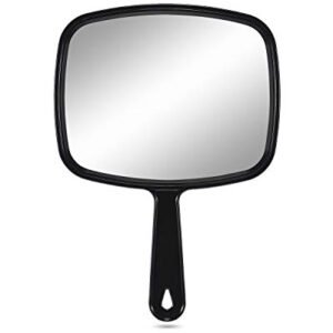 Large Hand Mirror, Salon Barber Hairdressing Handheld Mirror with Handle (Square Black 10.3″x7.4″)