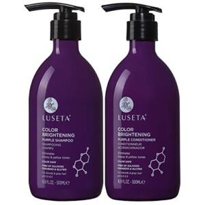 Luseta Purple Shampoo and Conditioner Set for Blonde, Gray – Color Treated Hair – Sulfate Free Paraben Free – Infused with Cocos Nucifera Oil for Curly and Damaged Hair – 2×16.9oz